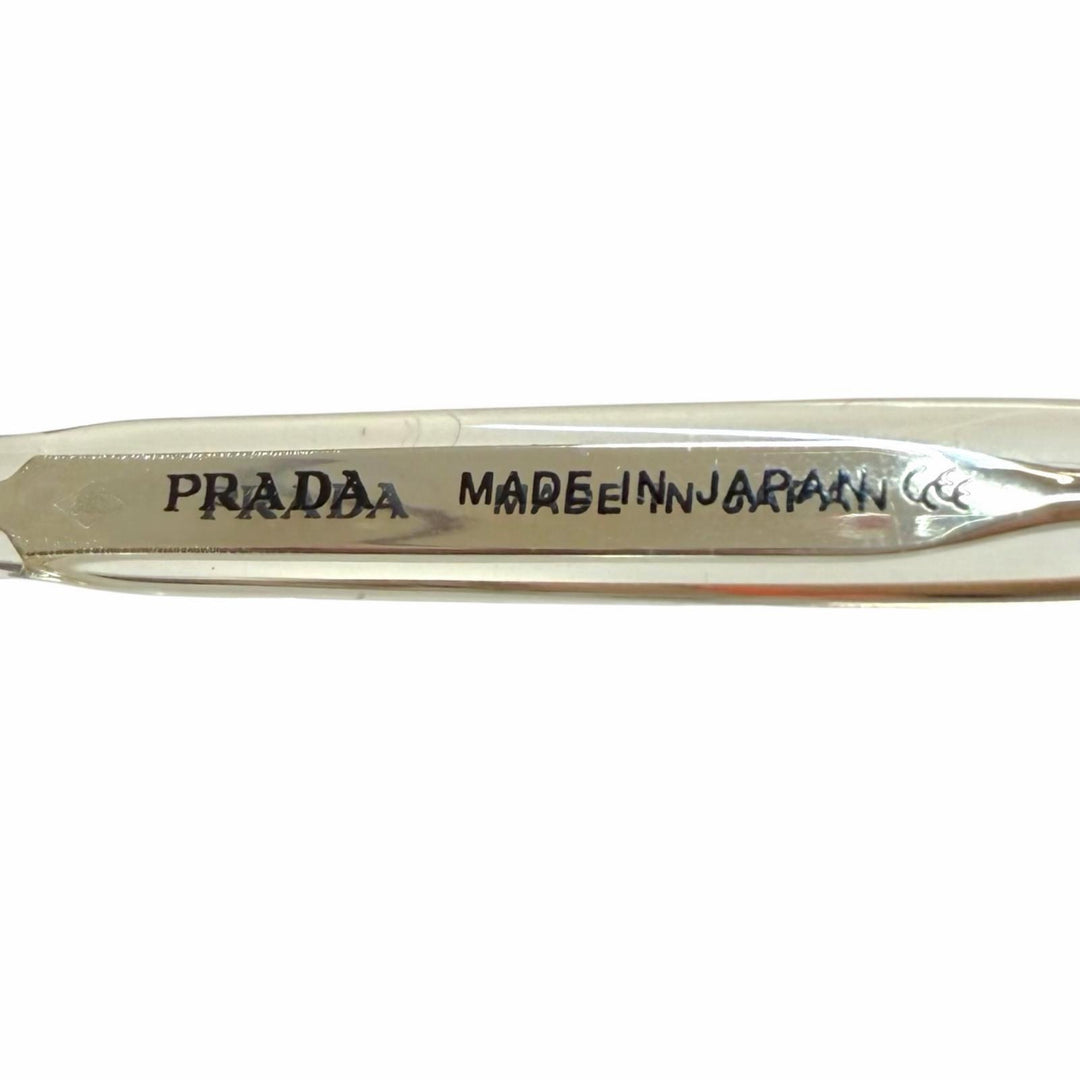 Great PRADA Glasses Half rim White gold K14WG mens