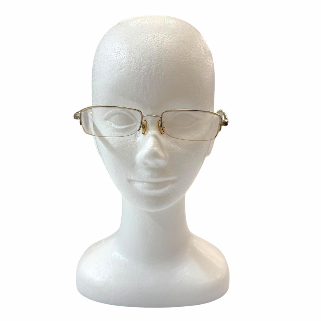Great PRADA Glasses Half rim White gold K14WG mens