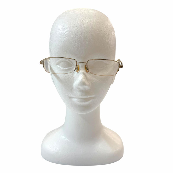 Great PRADA Glasses Half rim White gold K14WG mens