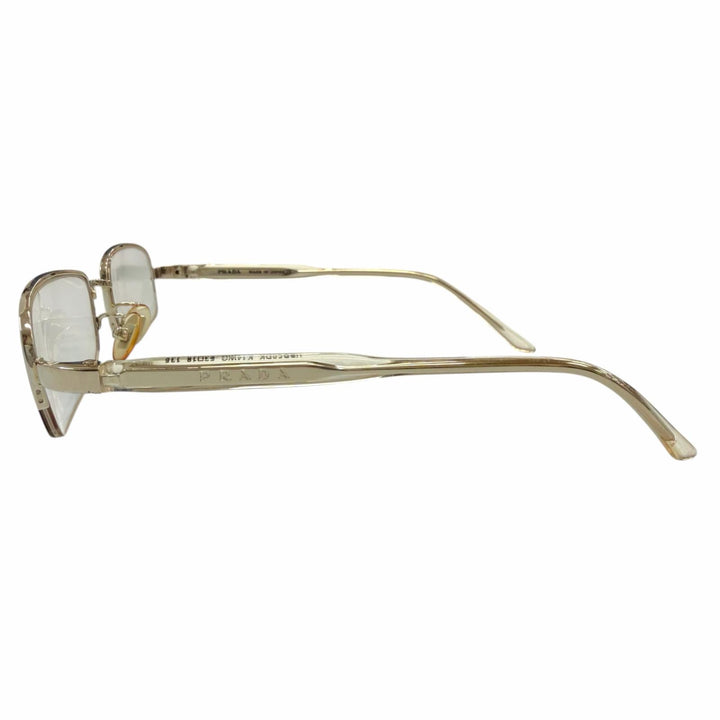 Great PRADA Glasses Half rim White gold K14WG mens