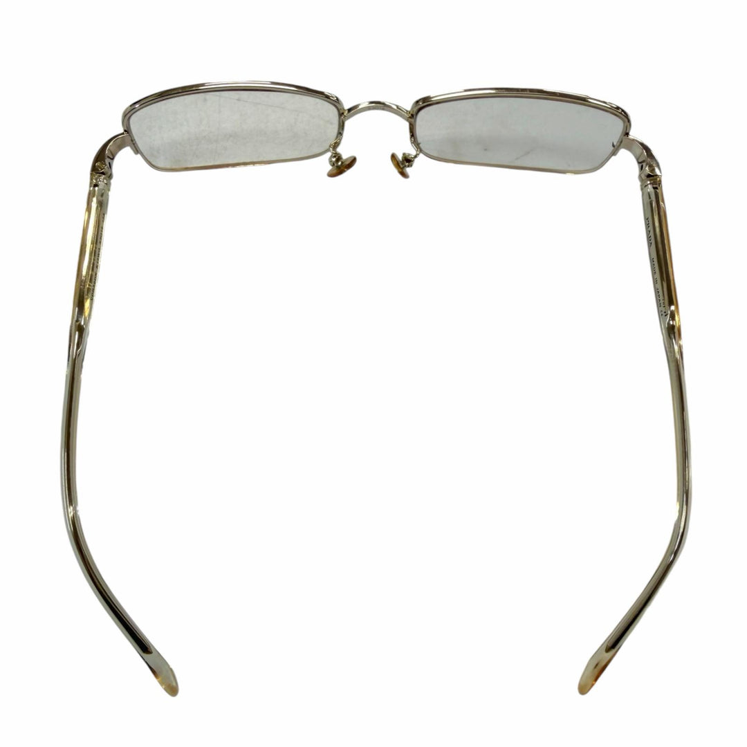 Great PRADA Glasses Half rim White gold K14WG mens