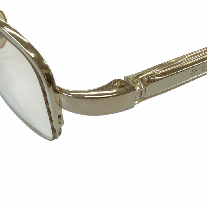 Great PRADA Glasses Half rim White gold K14WG mens