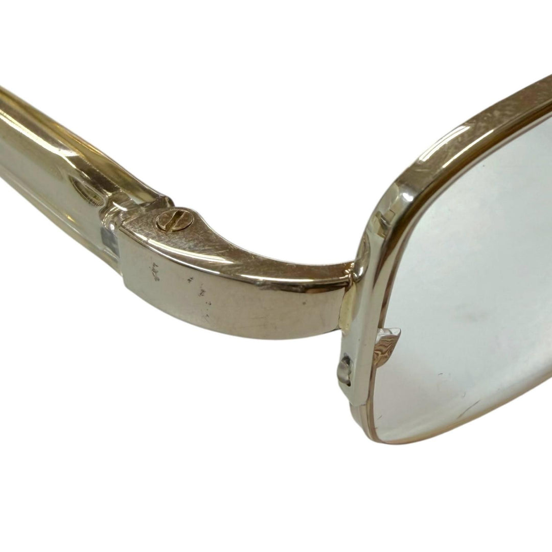 Great PRADA Glasses Half rim White gold K14WG mens