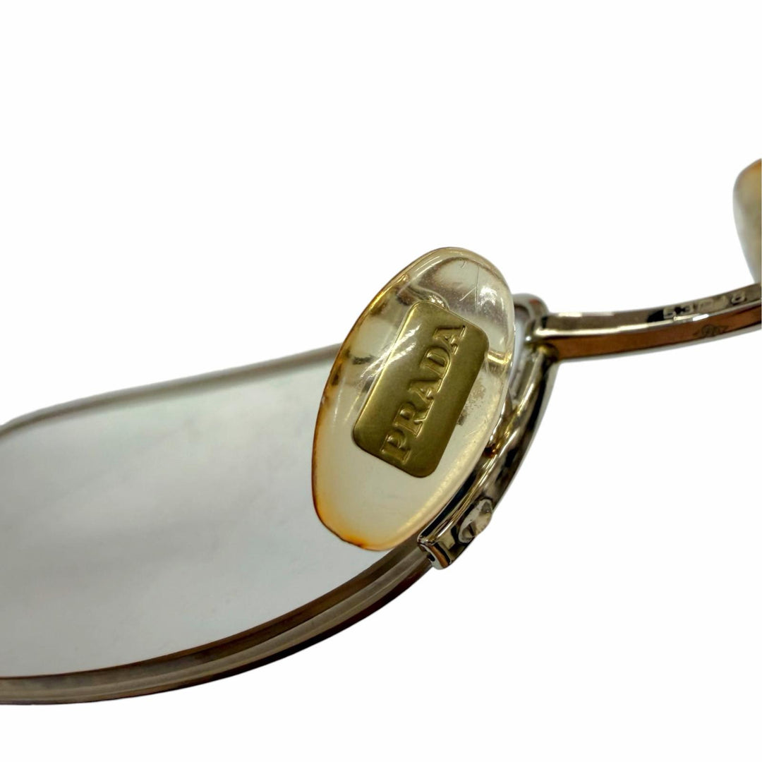 Great PRADA Glasses Half rim White gold K14WG mens