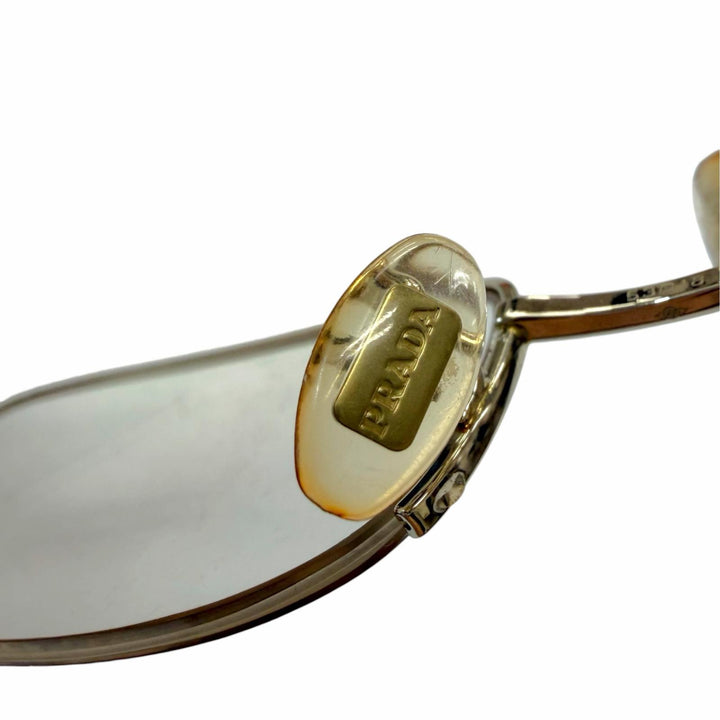 Great PRADA Glasses Half rim White gold K14WG mens