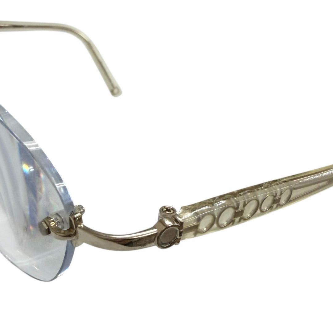 Great Salvatore Ferragamo Glasses Double Gancini Two-Point White gold K14WG mens