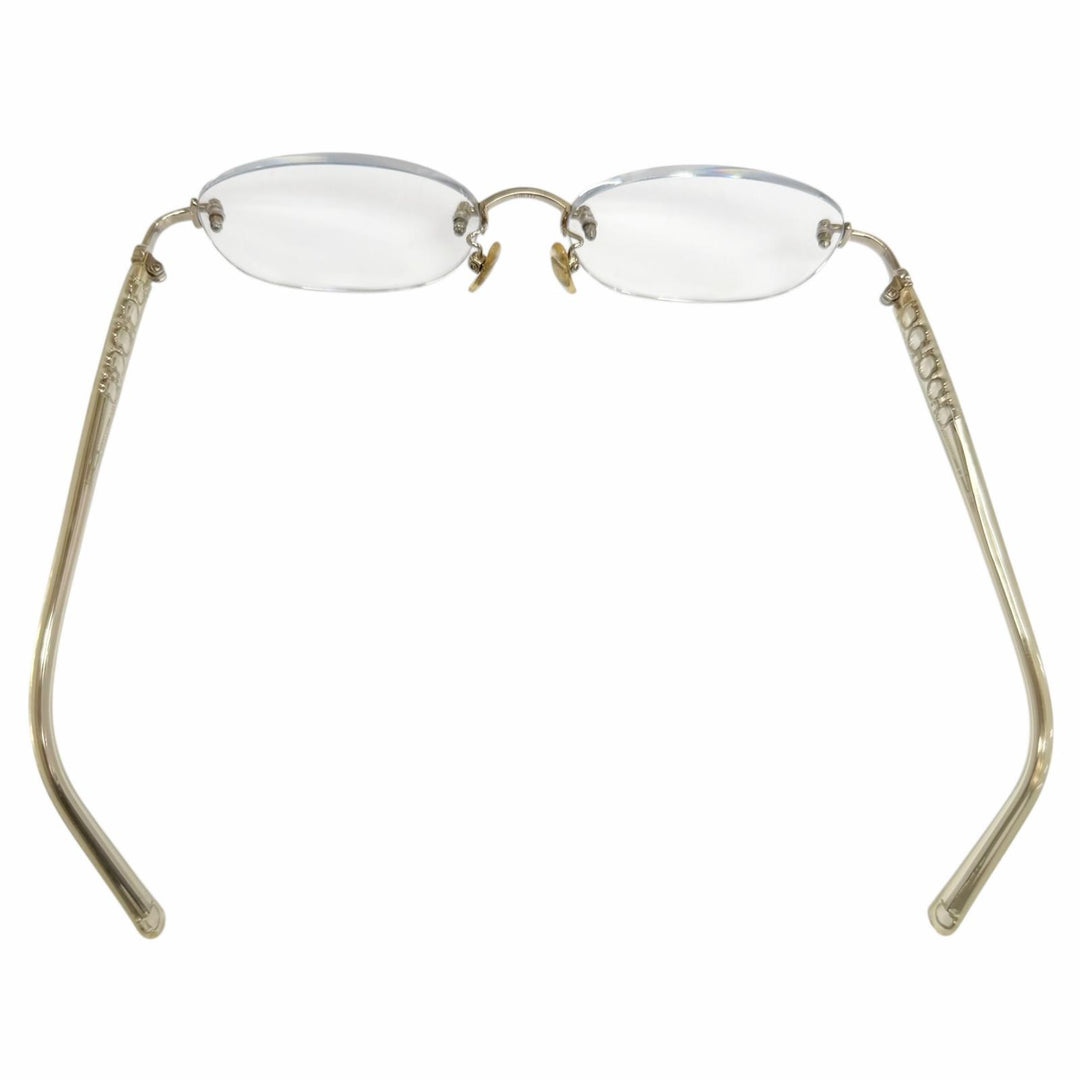 Great Salvatore Ferragamo Glasses Double Gancini Two-Point White gold K14WG mens