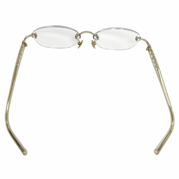 Great Salvatore Ferragamo Glasses Double Gancini Two-Point White gold K14WG mens
