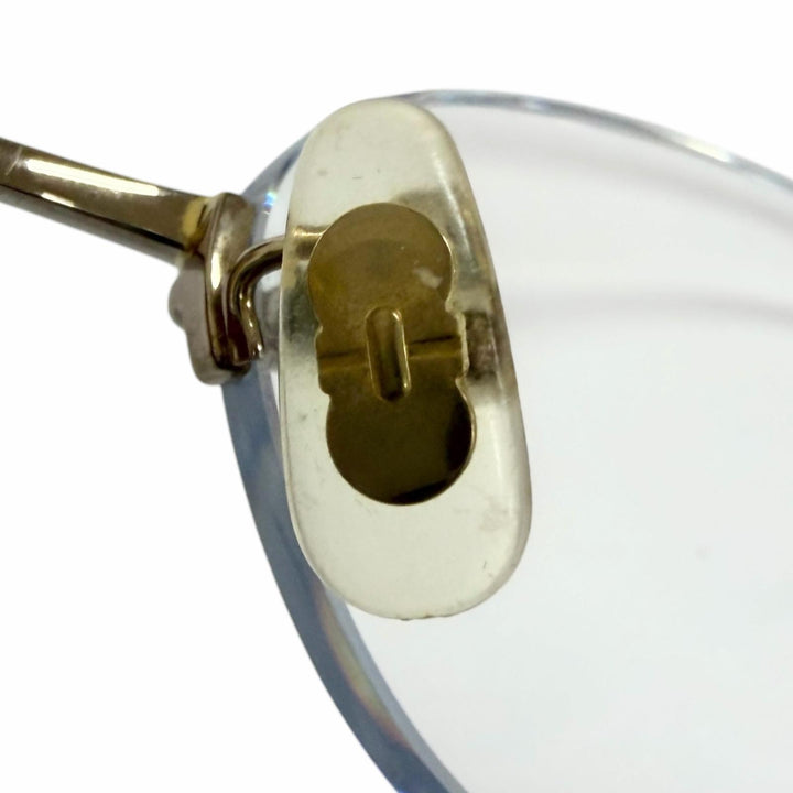 Great Salvatore Ferragamo Glasses Double Gancini Two-Point White gold K14WG mens