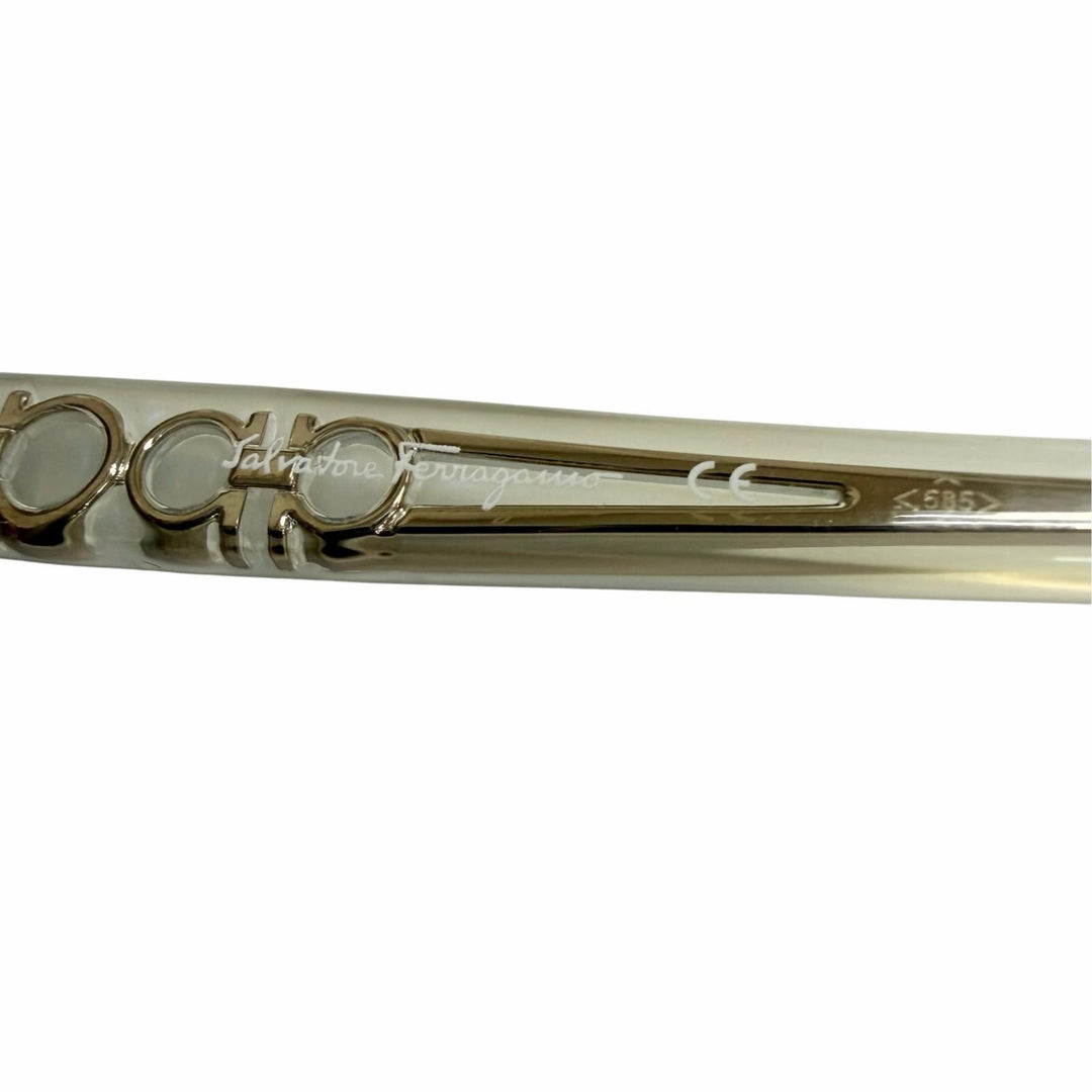 Great Salvatore Ferragamo Glasses Double Gancini Two-Point White gold K14WG mens