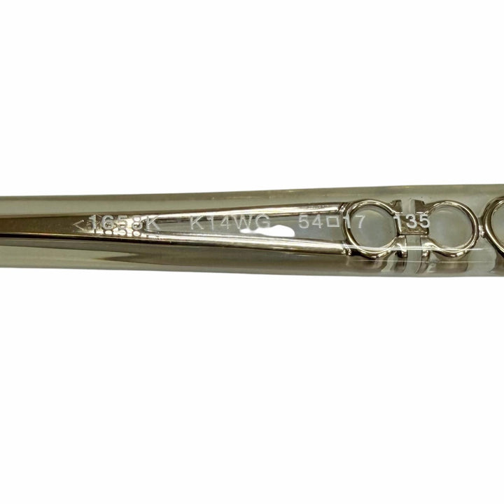 Great Salvatore Ferragamo Glasses Double Gancini Two-Point White gold K14WG mens
