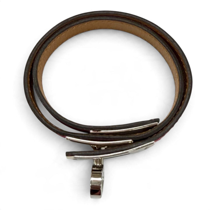 Great HERMES bracelet Leather bracelet Kelly Double Tour leather Women