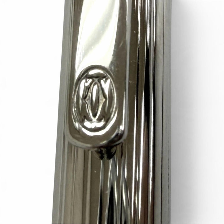 Excellent Cartier Ballpoint pen Must de Cartier Striped Pattern Silver