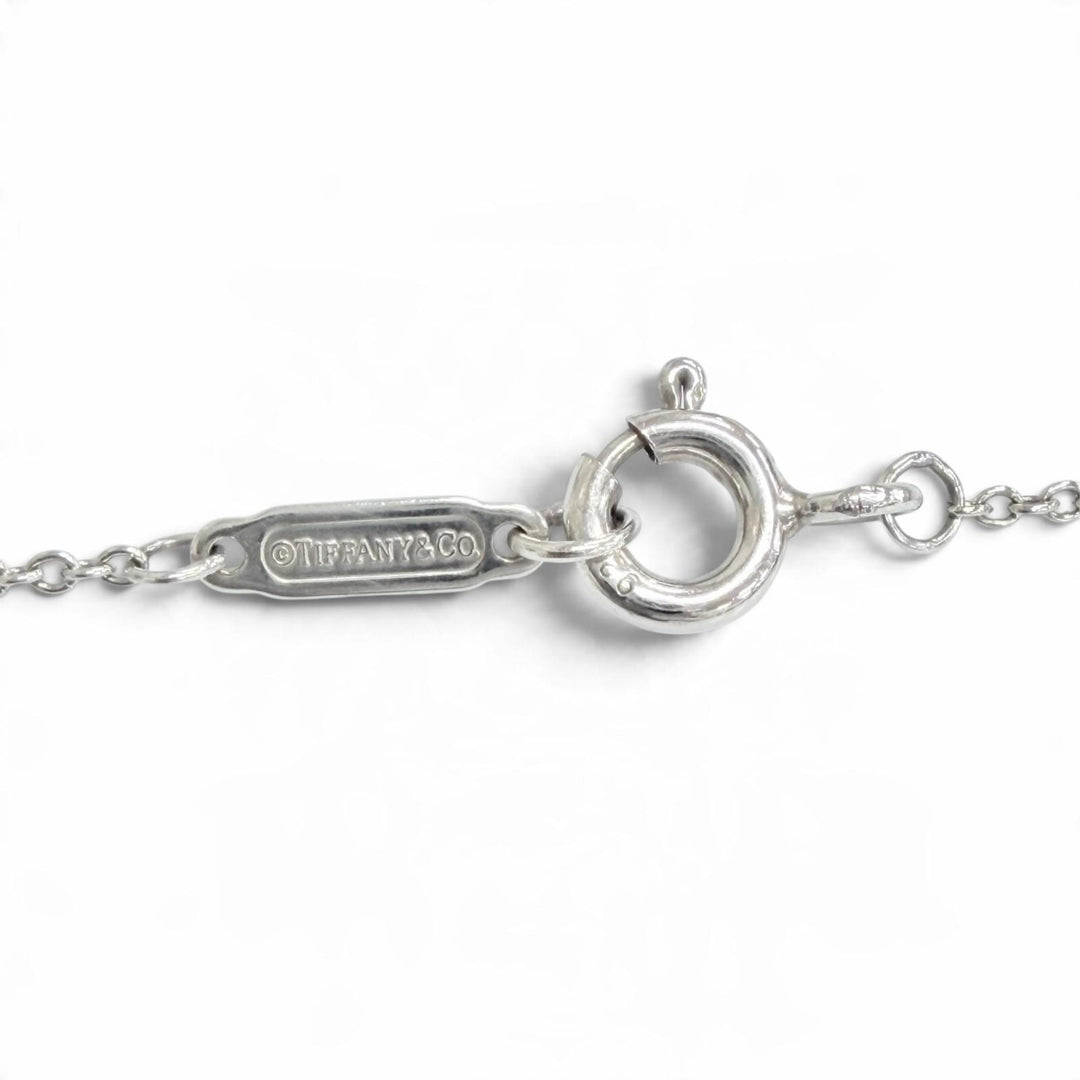 Great TIFFANY&Co. Necklace Blue Double Heart Tag Mini Pendant Silver AG925