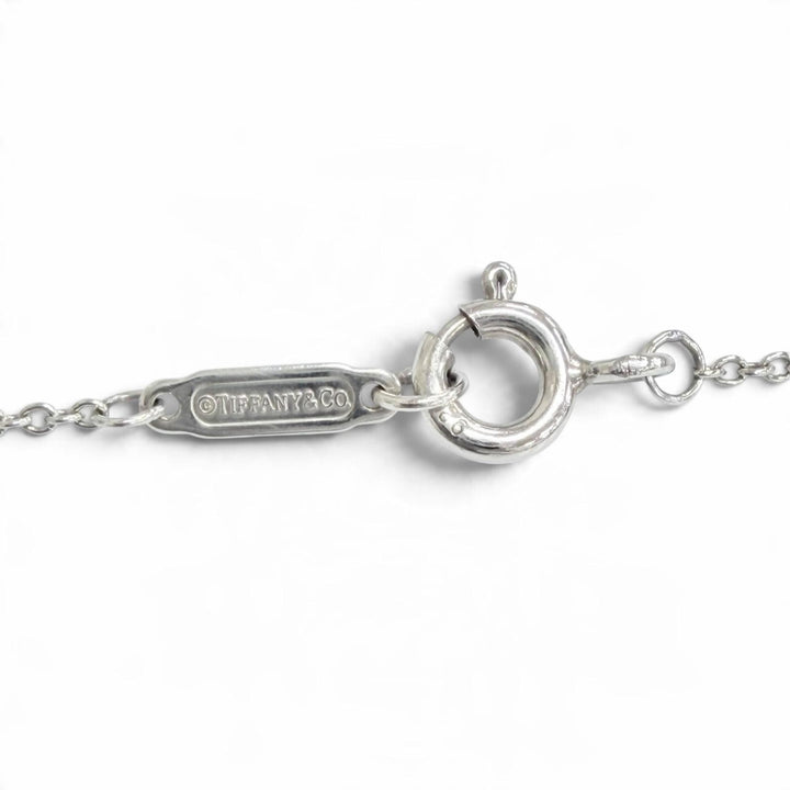 Great TIFFANY&Co. Necklace Blue Double Heart Tag Mini Pendant Silver AG925