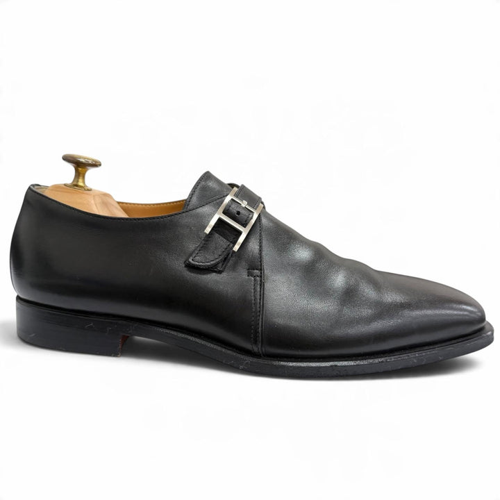 Great HERMES Leather shoes Api single monk strap black leather mens 41.5