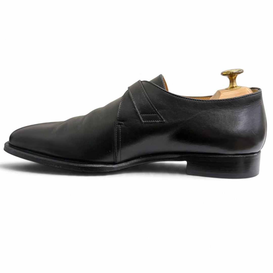 Great HERMES Leather shoes Api single monk strap black leather mens 41.5