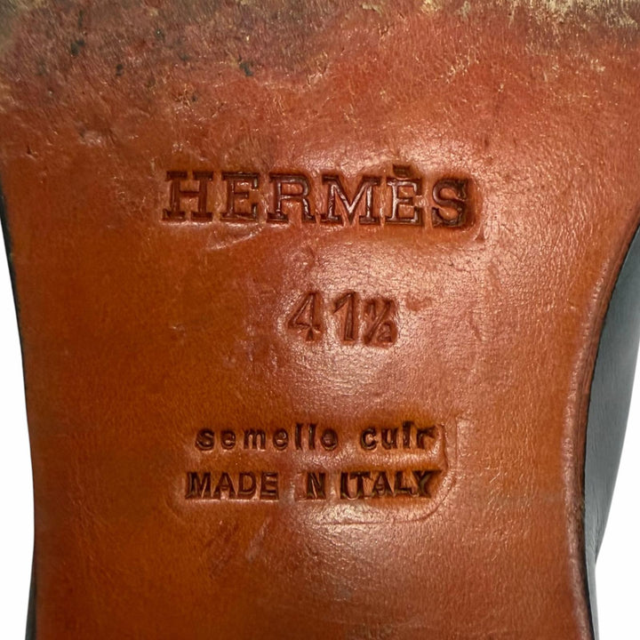 Great HERMES Leather shoes Api single monk strap black leather mens 41.5