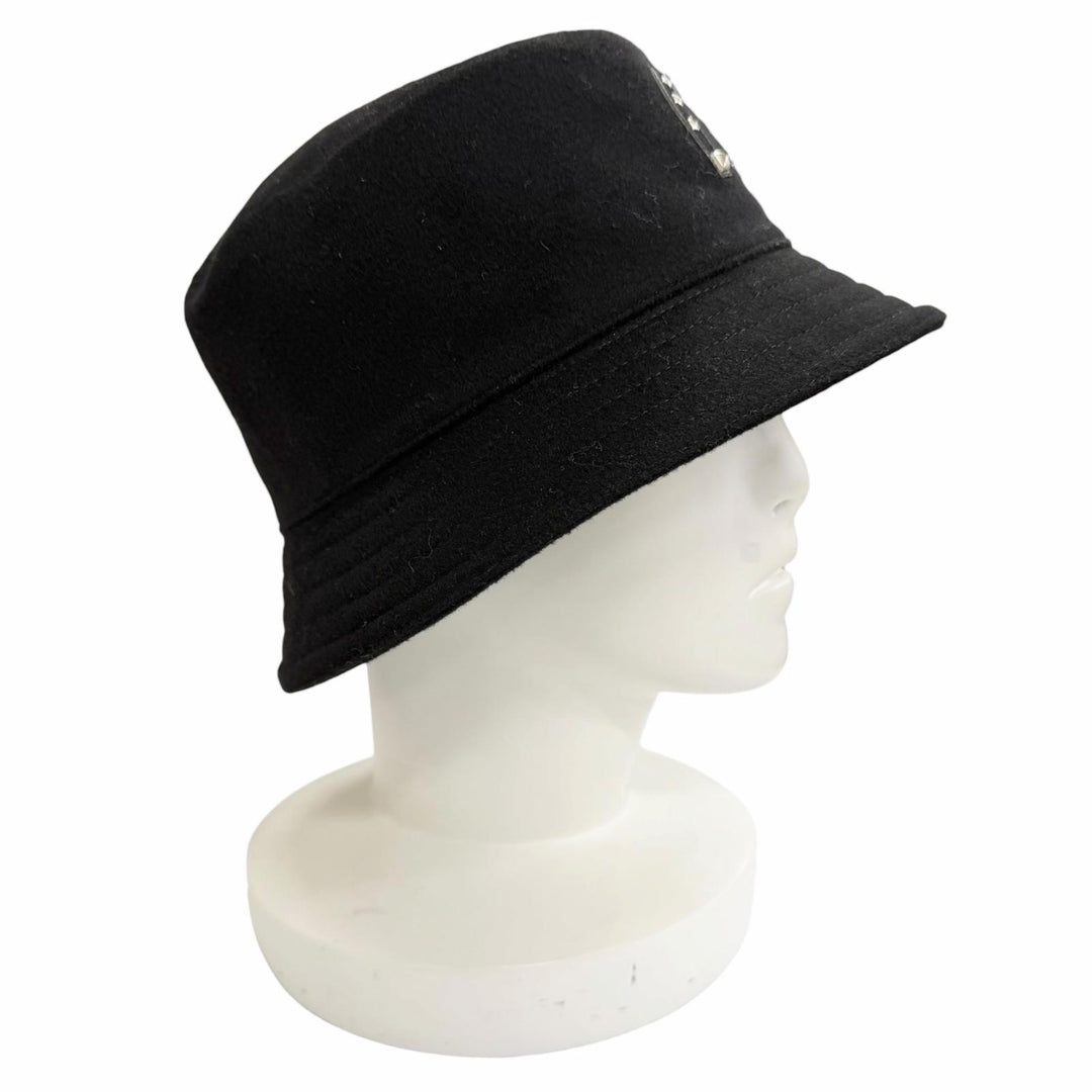 Pristine HERMES hat Harper Lackey Serie Button Medor Bucket black cashmere IT 58