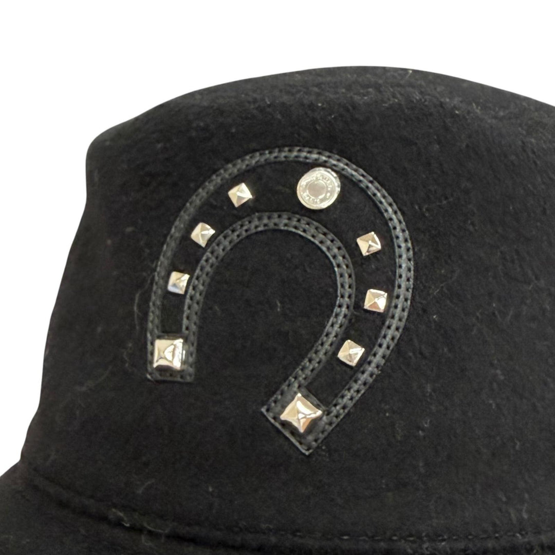 Pristine HERMES hat Harper Lackey Serie Button Medor Bucket black cashmere IT 58