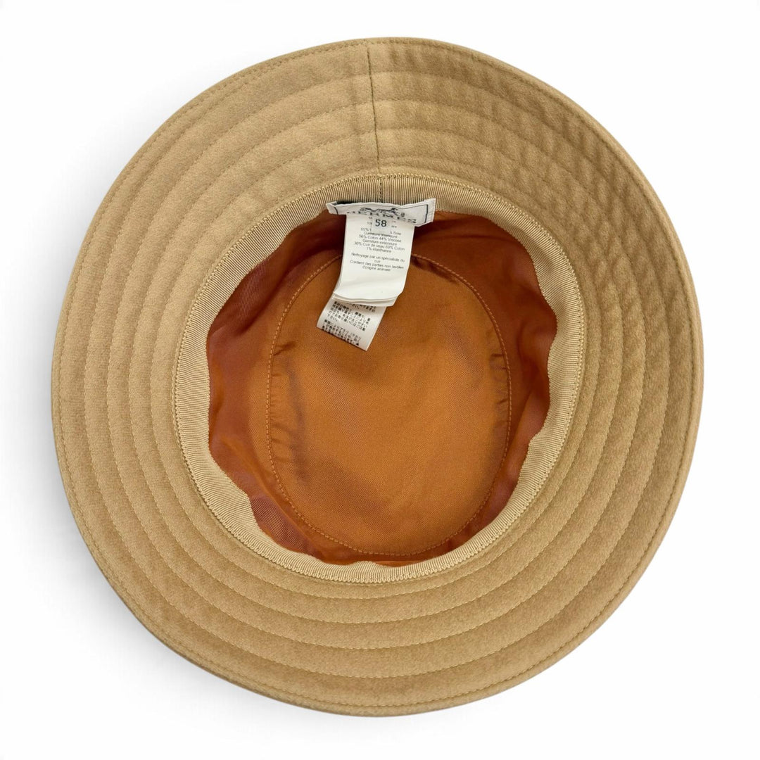 Excellent HERMES hat Harper H. Selye bucket hat beige cashmere FR 58