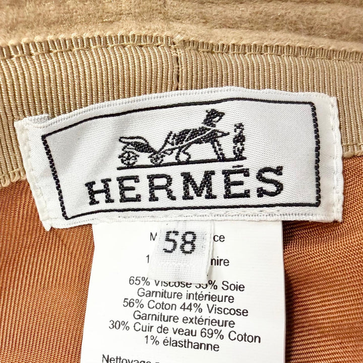 Excellent HERMES hat Harper H. Selye bucket hat beige cashmere FR 58