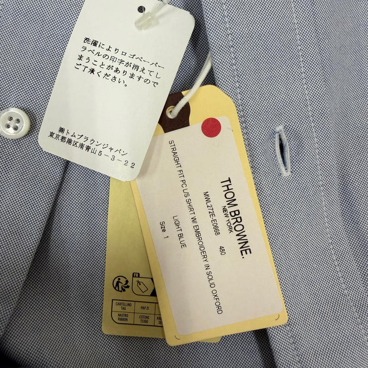Pristine THOM BROWNE Long sleeve shirt Solid Oxford Embroidered Whale Shirt