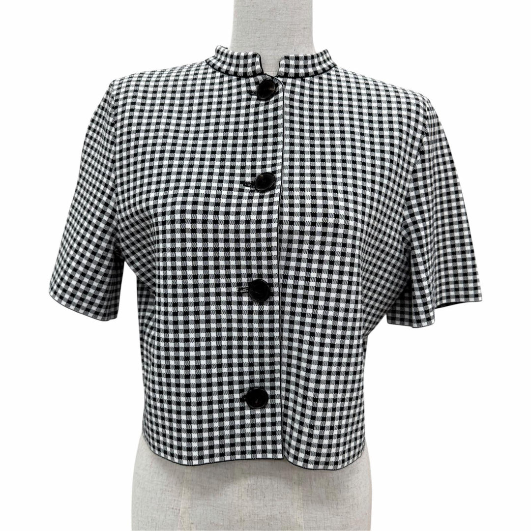 Excellent Christian Dior Jacket Gingham check short sleeves black Women IT 42