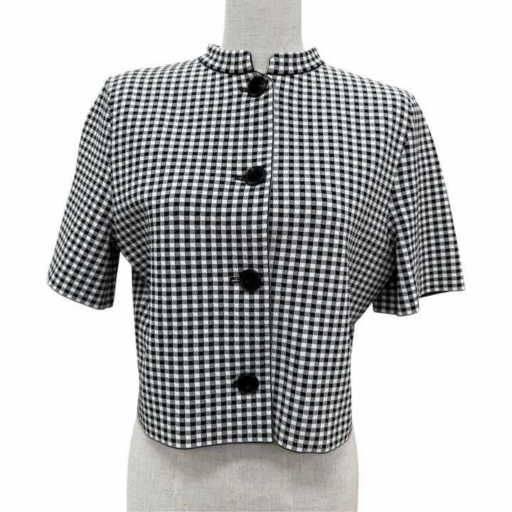 Excellent Christian Dior Jacket Gingham check short sleeves black Women IT 42