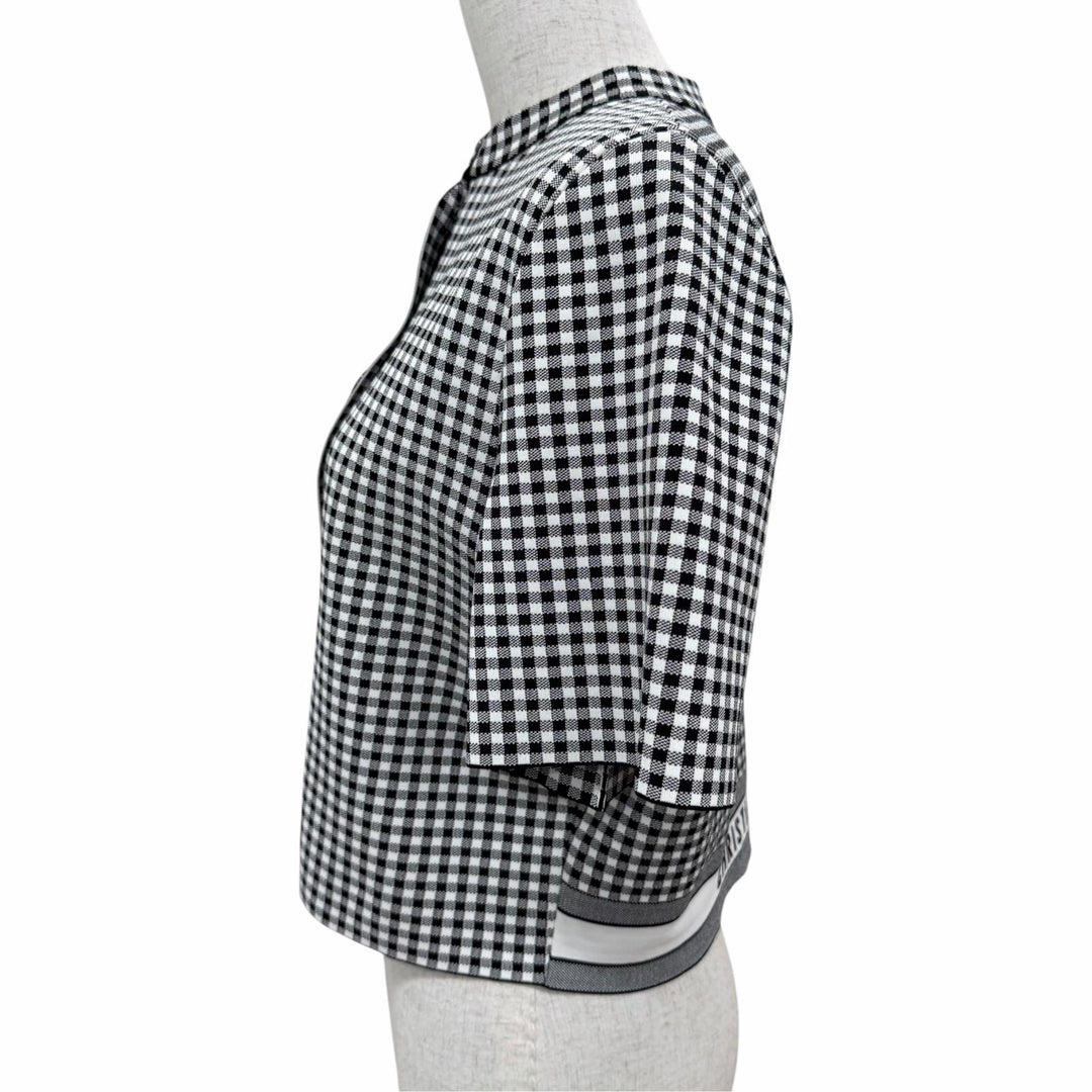 Excellent Christian Dior Jacket Gingham check short sleeves black Women IT 42