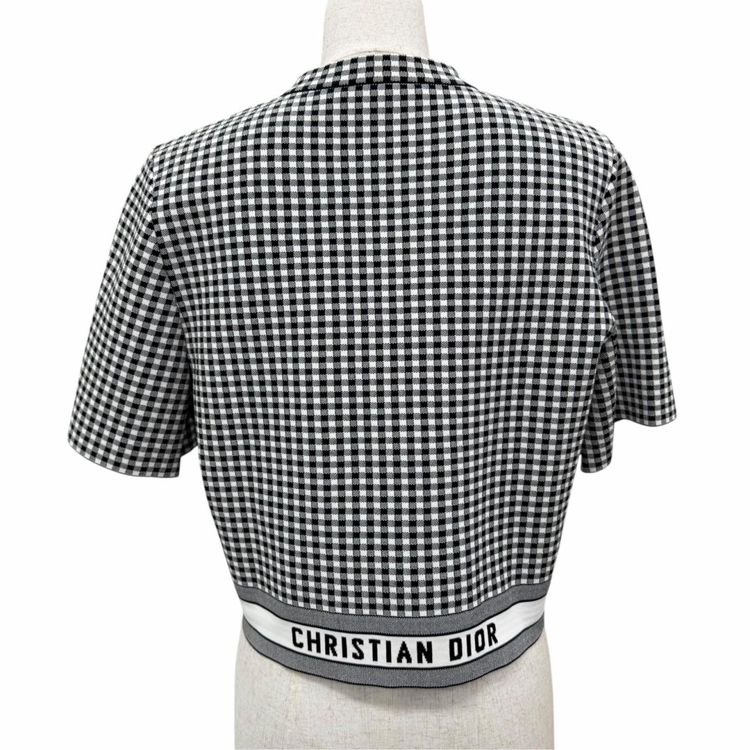 Excellent Christian Dior Jacket Gingham check short sleeves black Women IT 42