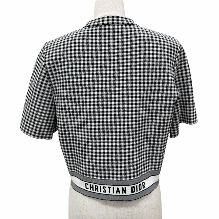 Excellent Christian Dior Jacket Gingham check short sleeves black Women IT 42