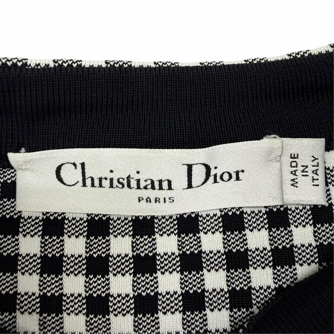 Excellent Christian Dior Jacket Gingham check short sleeves black Women IT 42