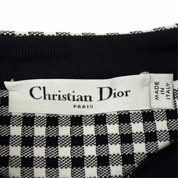 Excellent Christian Dior Jacket Gingham check short sleeves black Women IT 42