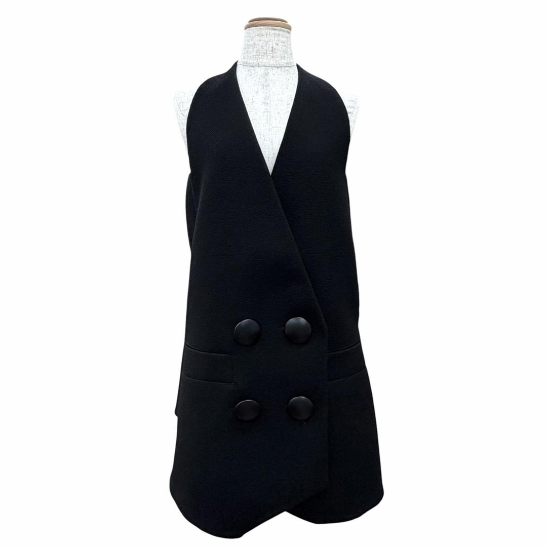 Excellent LOUIS VUITTON Monogram-lined double waistcoat dress long gilet 34