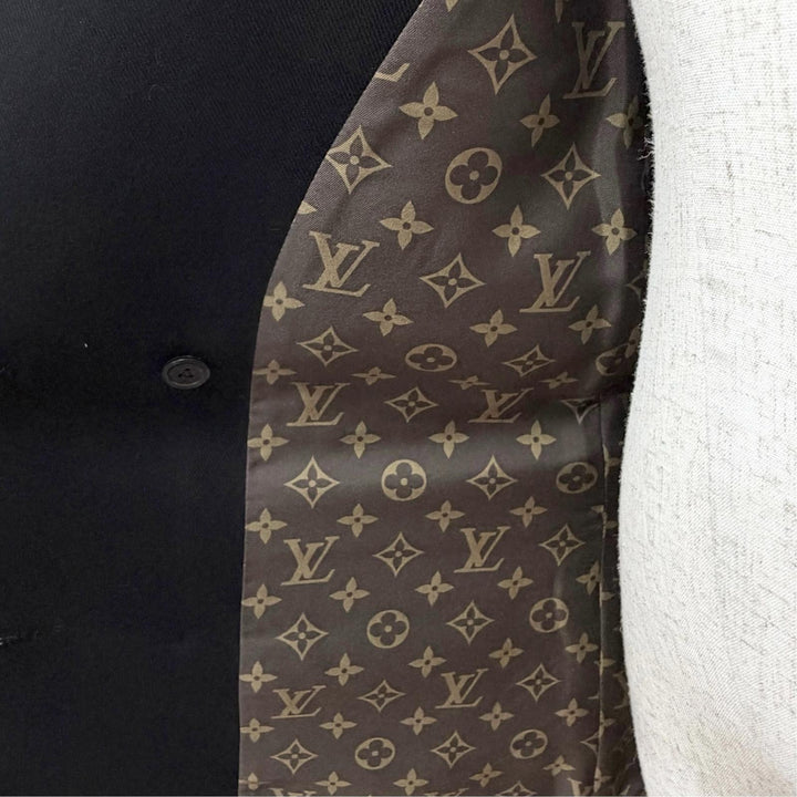 Excellent LOUIS VUITTON Monogram-lined double waistcoat dress long gilet 34