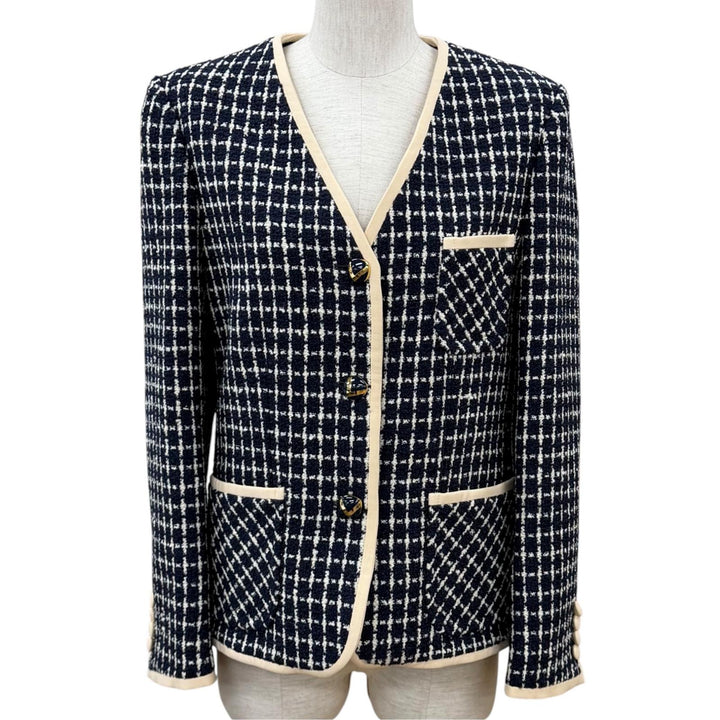 Excellent VALENTINO Jacket V-logo button tweed boucle Virgin wool 38 7B3CE4H09E4