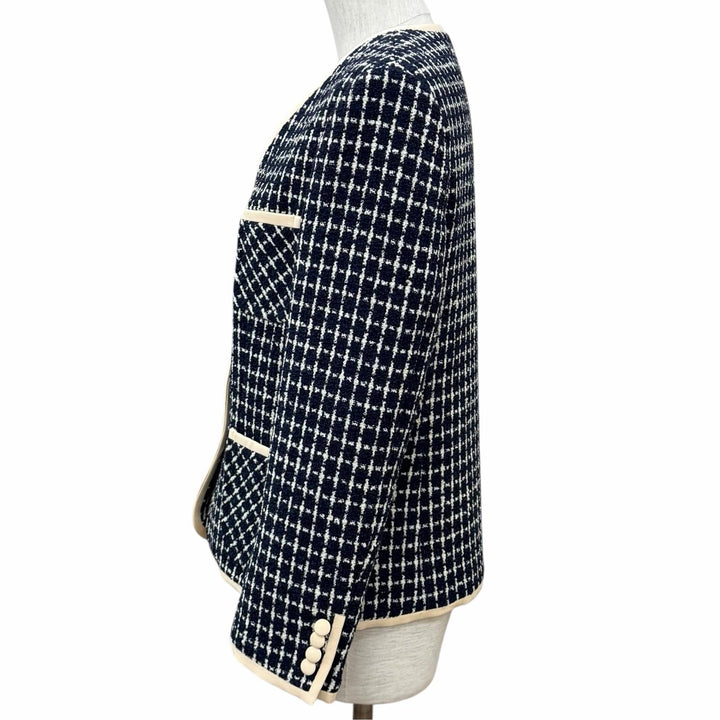 Excellent VALENTINO Jacket V-logo button tweed boucle Virgin wool 38 7B3CE4H09E4