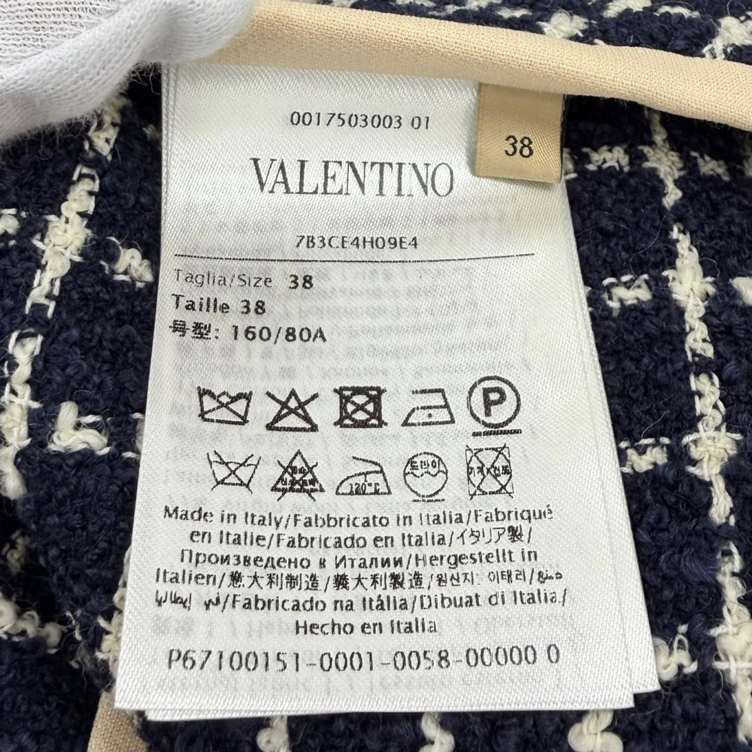 Excellent VALENTINO Jacket V-logo button tweed boucle Virgin wool 38 7B3CE4H09E4
