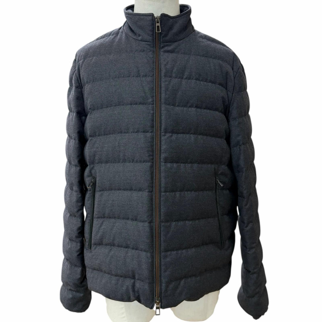 Great Loro Piana Down jacket double zip up gray wool mens L
