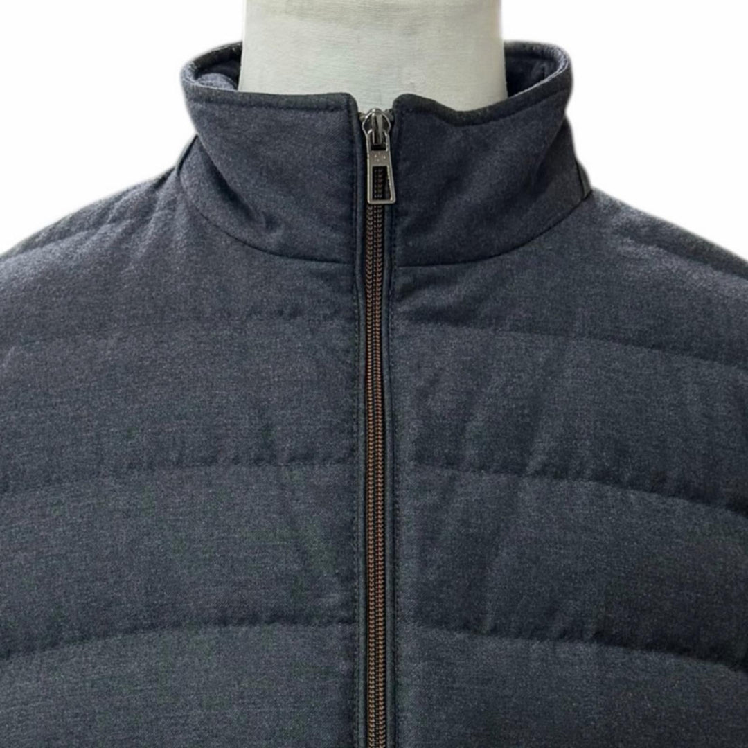 Great Loro Piana Down jacket double zip up gray wool mens L