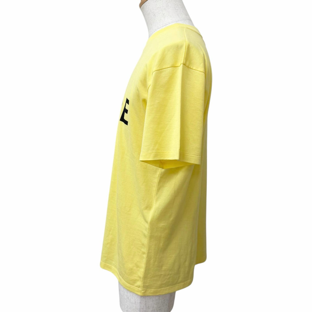 Excellent CELINE Short sleeve T-shirt Logo print Loose fit yellow cotton mens