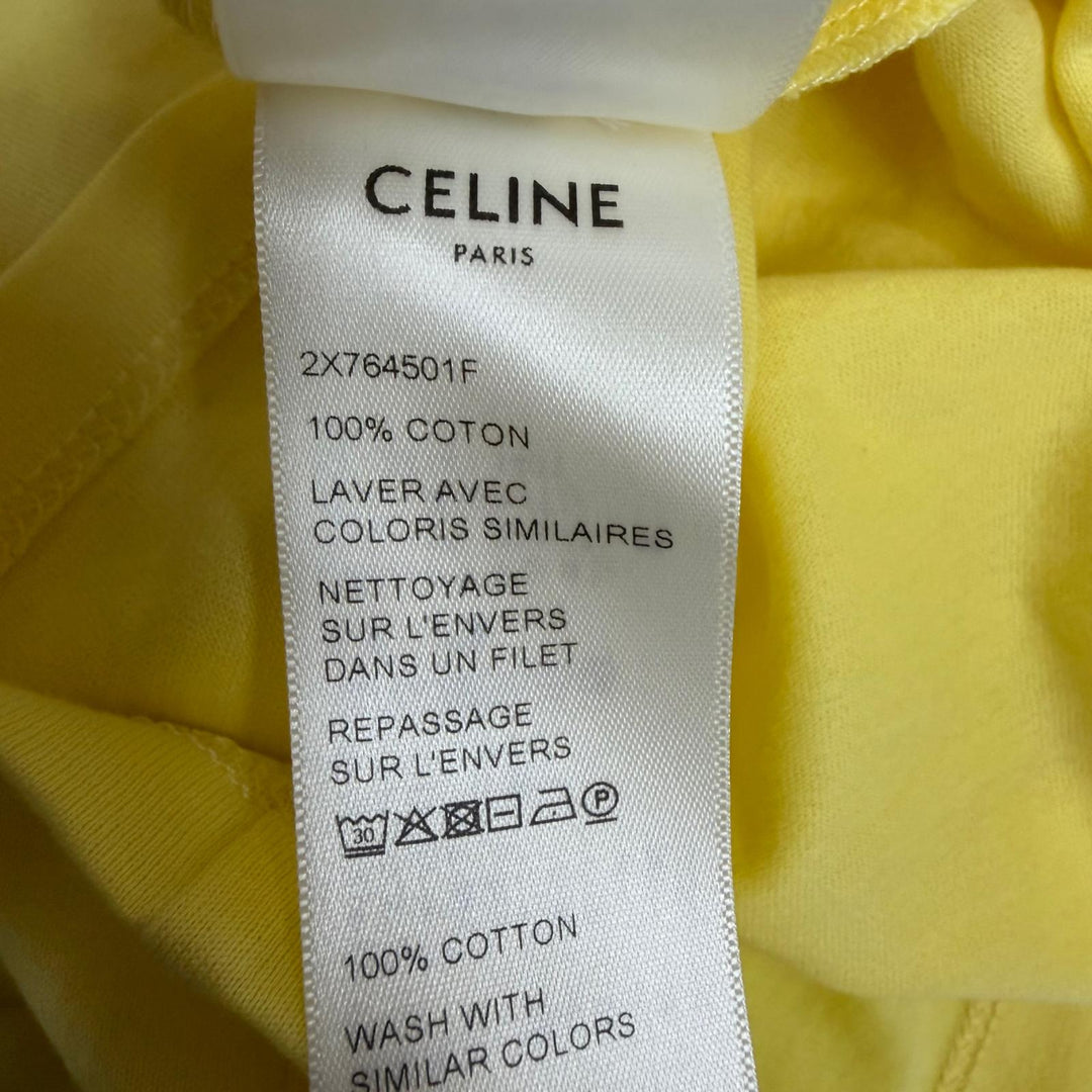 Excellent CELINE Short sleeve T-shirt Logo print Loose fit yellow cotton mens