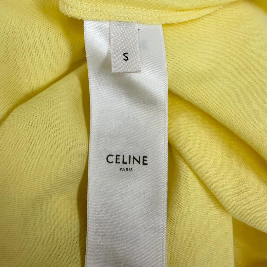 Excellent CELINE Short sleeve T-shirt Logo print Loose fit yellow cotton mens