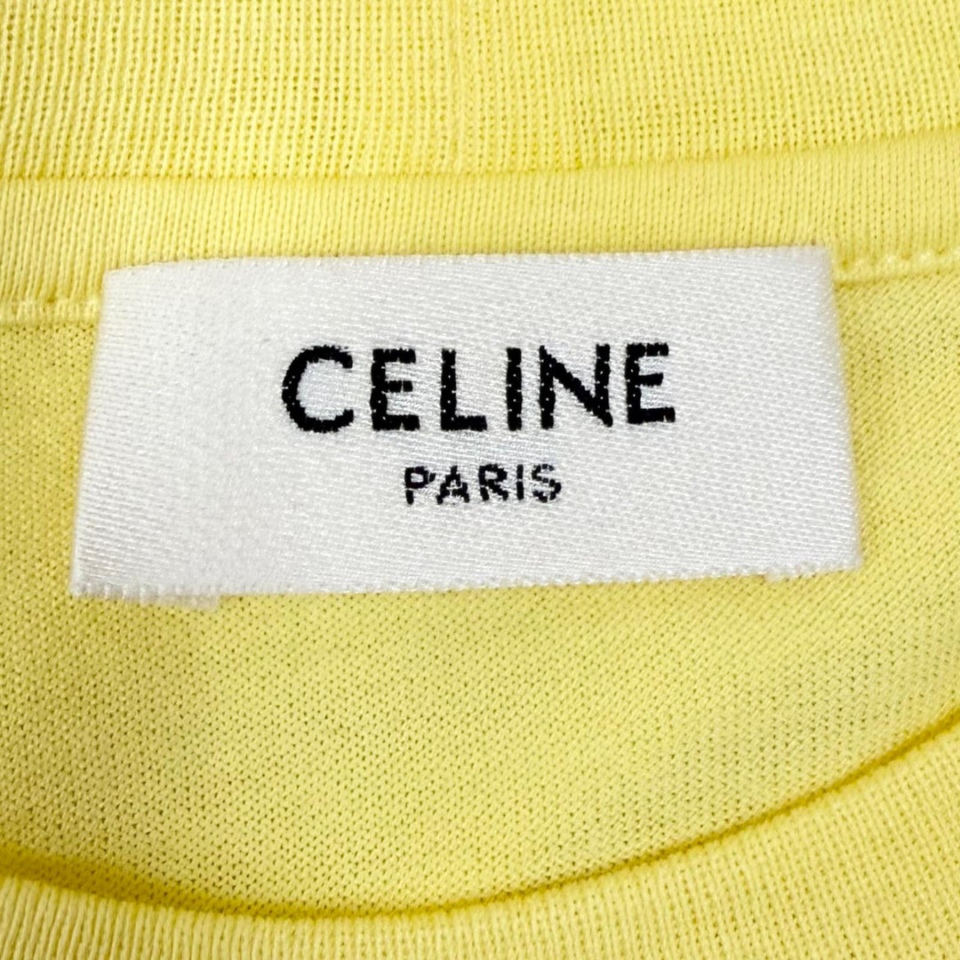 Excellent CELINE Short sleeve T-shirt Logo print Loose fit yellow cotton mens
