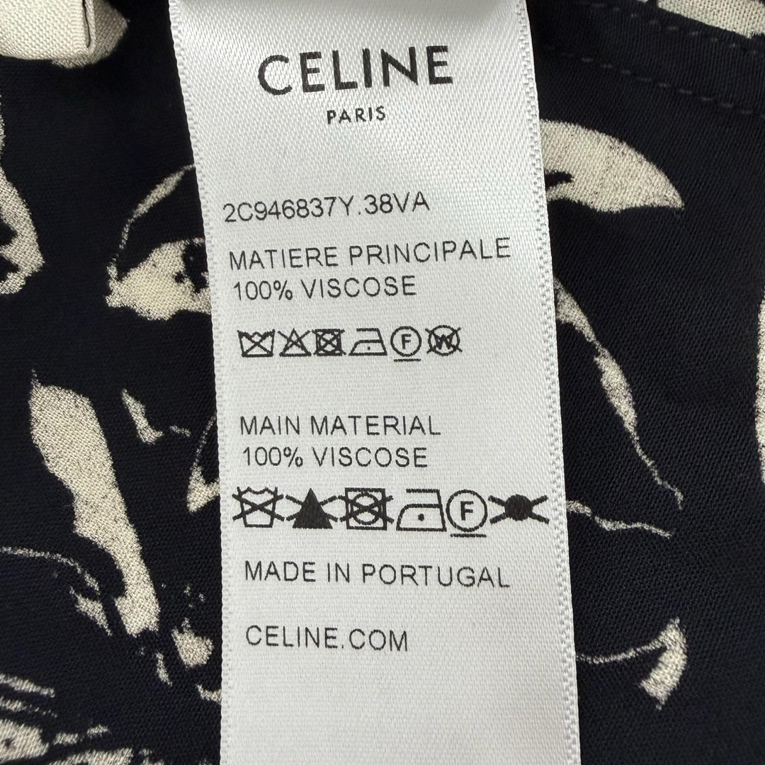 Excellent CELINE Short sleeve shirt Loose-fit Hawaiian shirt black 38 2C946837Y