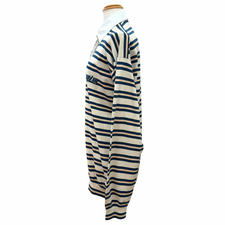 Pristine LOUIS VUITTON Striped Pattern Long-Sleeve Polo Shirt Top beige silk S