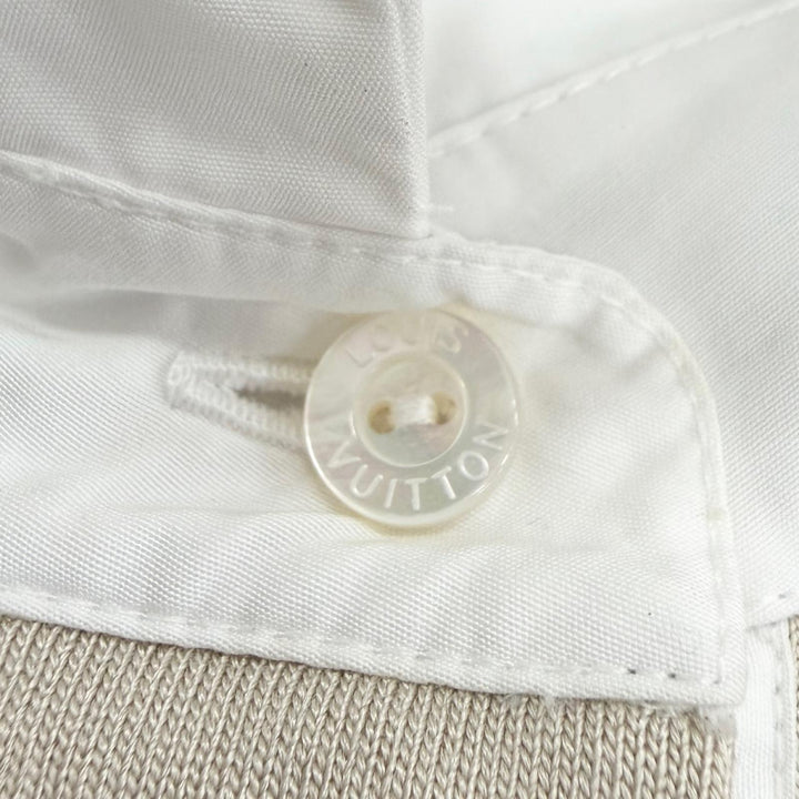 Pristine LOUIS VUITTON Striped Pattern Long-Sleeve Polo Shirt Top beige silk S