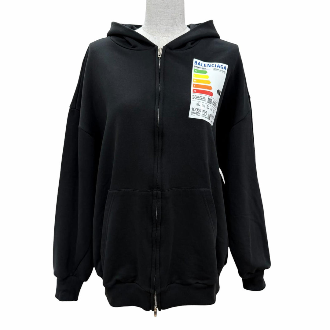 Excellent BALENCIAGA hoodie White Sweatshirt Energy Logo Patch Small Fit XS