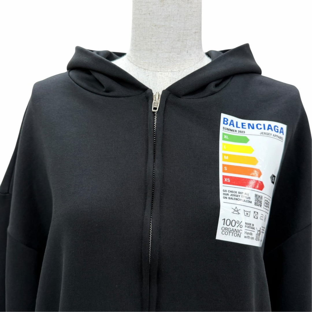 Excellent BALENCIAGA hoodie White Sweatshirt Energy Logo Patch Small Fit XS